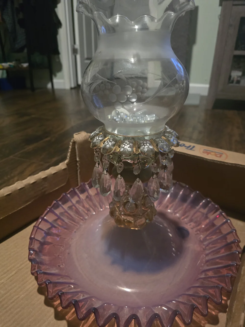 Antique Cranberry Boudoir Parlor Lamp